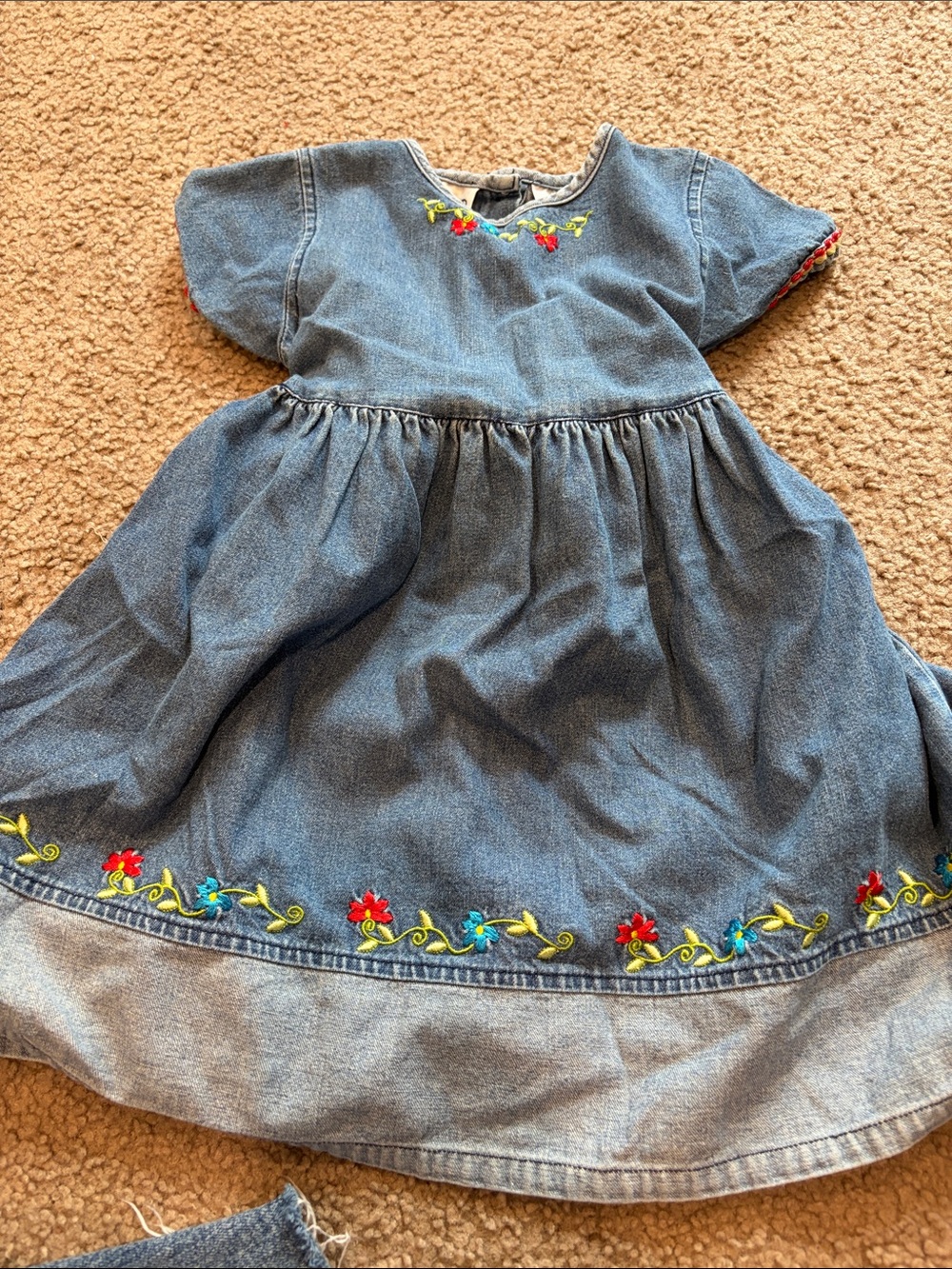 B69 Y2K Youngland Denim Dress with Floral Embroidery - 5t